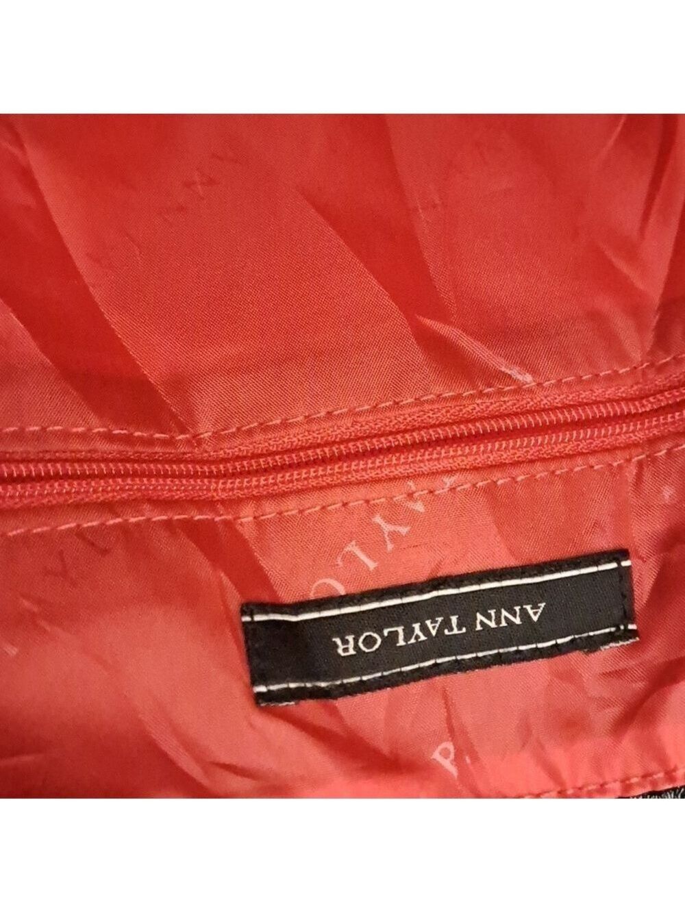 ANN TAYLOR black studded tote shoulder bag purse red lining lightweight coastal - Picture 4 of 6